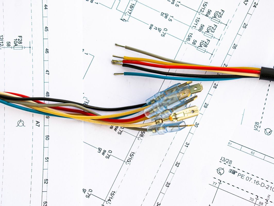 planos de circuitos electricos con cables de colores